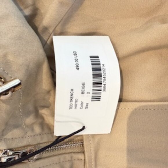 ba&sh Ted Trenchcoat in Beige NWT! Size 2 (Medium in ba&sh sizing) - Picture 6 of 6